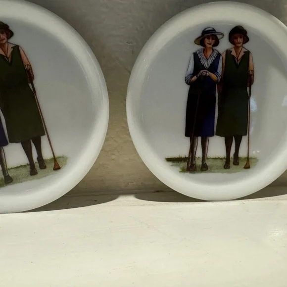 Vintage Ceramic Woman’s Golf Theme Coasters - Picture 4 of 7